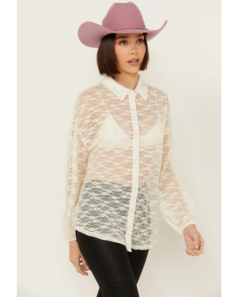 Sadie & Sage Women's Long Sleeve Button-Down Knit Top