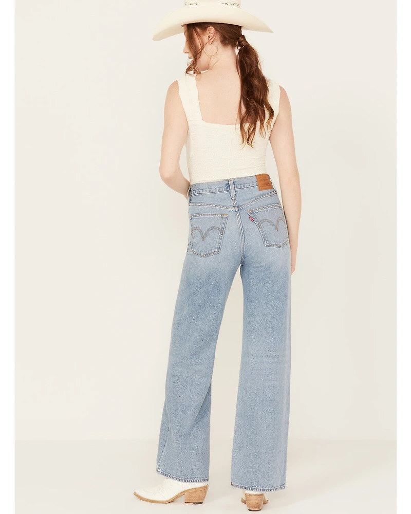 Levi's Premium Women's Light Wash High Rise Far and Wide Ribcage Leg Jeans