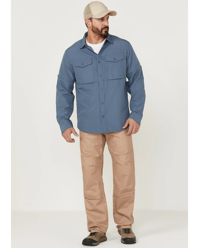 Brothers and Sons Men's Dobby Performance Long Sleeve Button-Down Western Shirt