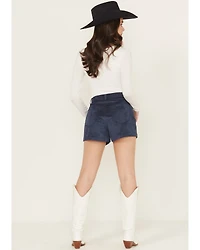 Rock & Roll Denim Women's High Rise Star Studded Microsuede Shorts