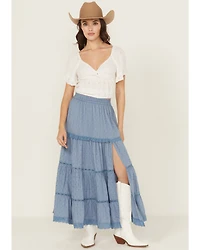 Angie Women's Crochet Trim Tiered Skirt