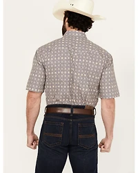 Roper Men's Amarillo Mini Medallion Print Short Sleeve Snap Western Shirt