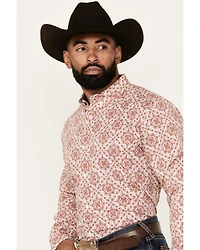 Cody James Men's Lucky One Medallion Print Long Sleeve Button-Down Stretch Western Shirt