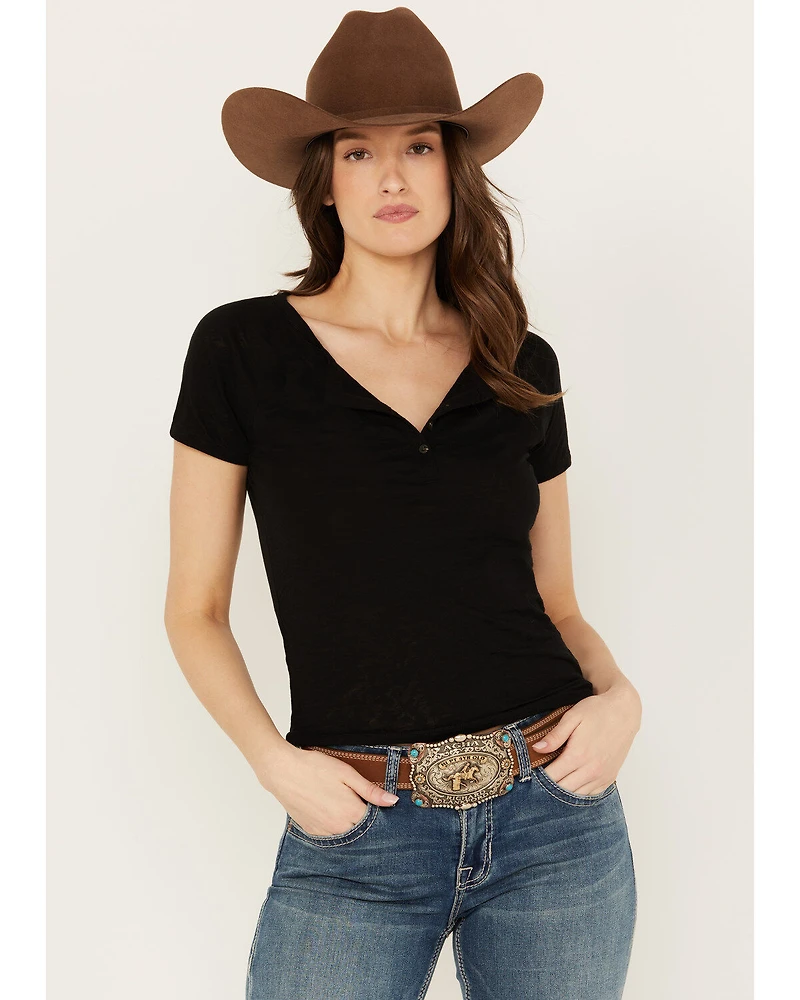 RANK 45® Women's Burnout Henley Tee