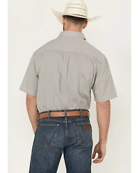 George Strait by Wrangler Men's Geo Print Short Sleeve Button-Down Stretch Western Shirt