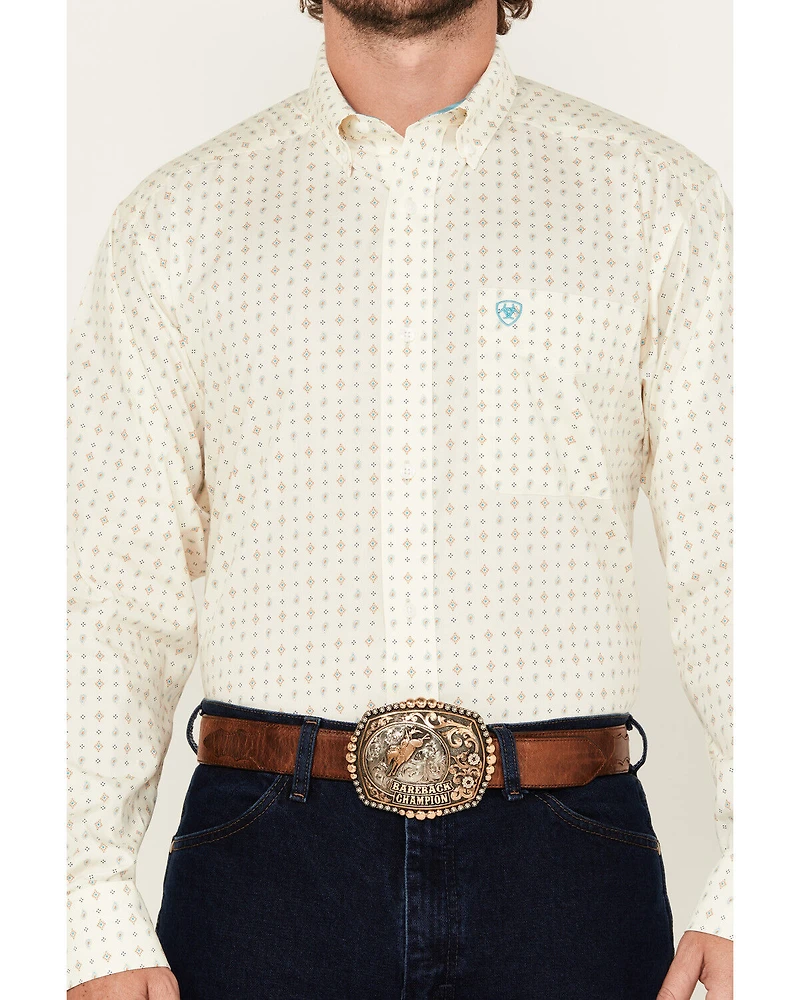 Ariat Men's Wrinkle Free Griffin Geo Print Long Sleeve Button-Down Western Shirt