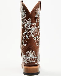Shyanne Women's Lasy Floral Embroidered Western Boots - Broad Square Toe