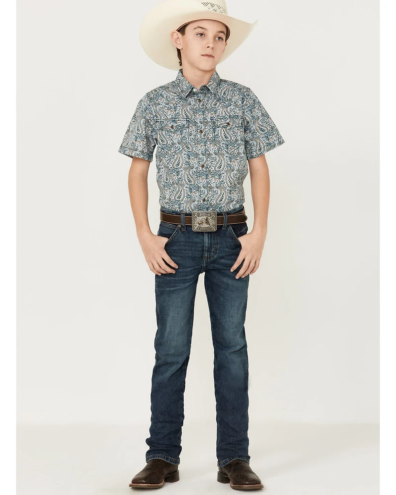 Cody James Boys' Paisley Print Short Sleeve Western Shirt