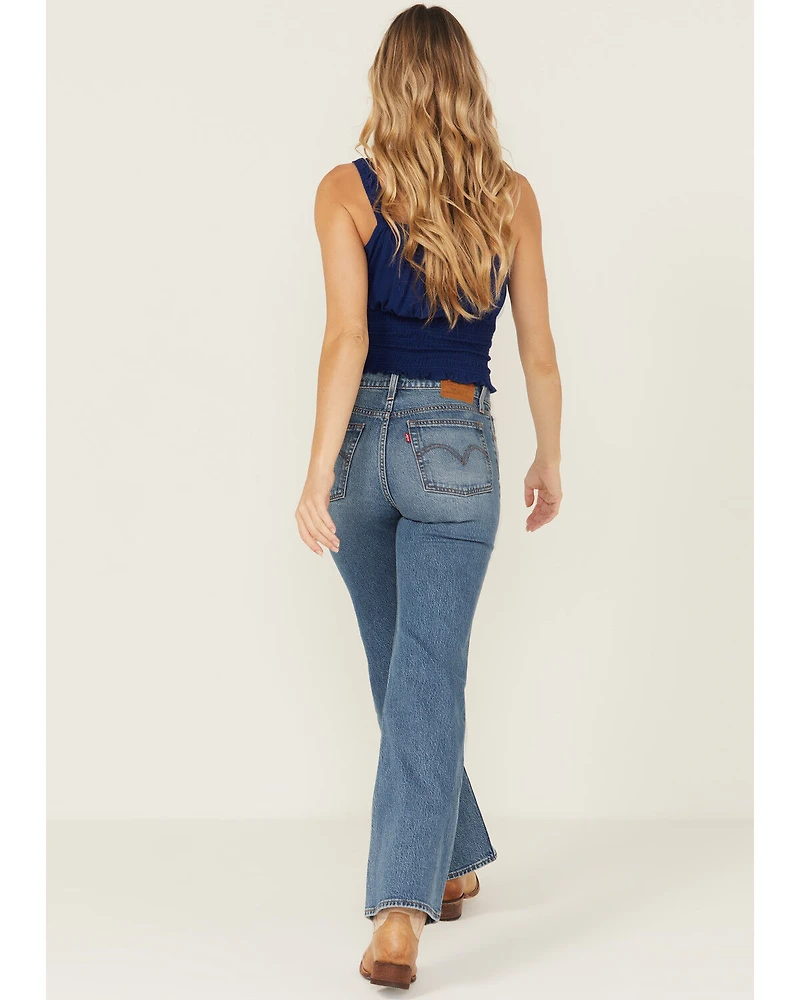 Levi's Women's Dark Wash Wedgie Bootcut Paint Destructed Stretch Denim Jeans