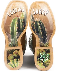 Tin Haul Women's Cactilicious Looking Sharp Sole Western Boots - Broad Square Toe