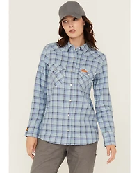 Wrangler Women's FR Riverside Plaid Print Long Sleeve Snap Work Shirt - Plus