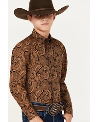 Cinch Boys' Paisley Print Long Sleeve Button Down Western Shirt