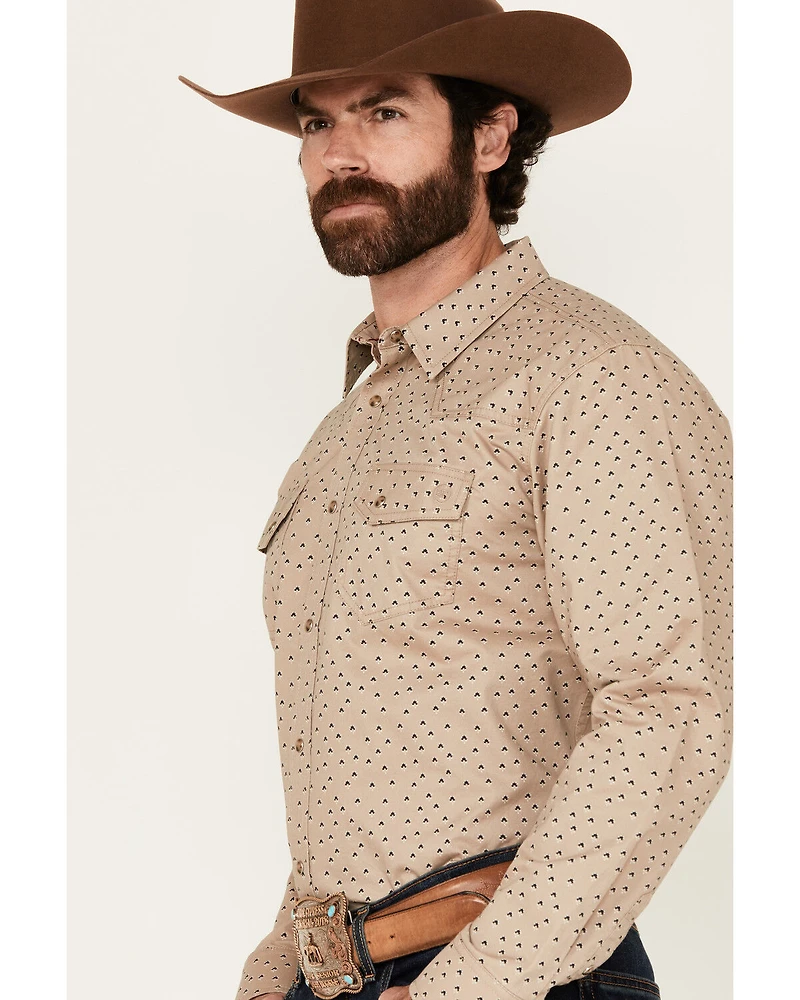 Blue Ranchwear Men's Harrison Geo Print Long Sleeve Snap Western Shirt