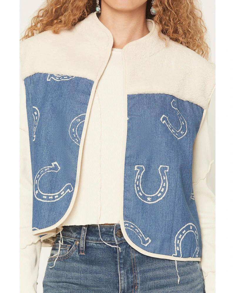 Fornia Women's Boot Barn Exclusive Sherpa Horseshoe Denim Vest