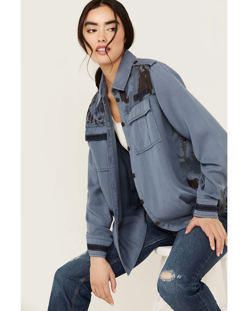 Cleo + Wolf Women's Axel Printed Long Sleeve Button-Down Shirt