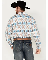 Rodeo Clothing Men's Southwestern Print Long Sleeve Pearl Snap Western Shirt