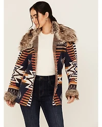Shyanne Women's Faux Fur Trim Belted Sweater