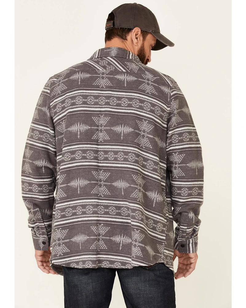 Rock & Roll Denim Men's Southwestern Jacquard Print Long Sleeve Button Down Shirt Jacket