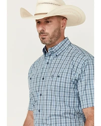 George Strait by Wrangler Men's Plaid Print Short Sleeve Button-Down Western Shirt