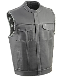 Milwaukee Leather Men's Old Glory Laced Arm Hole Concealed Carry Leather Vest - 7X