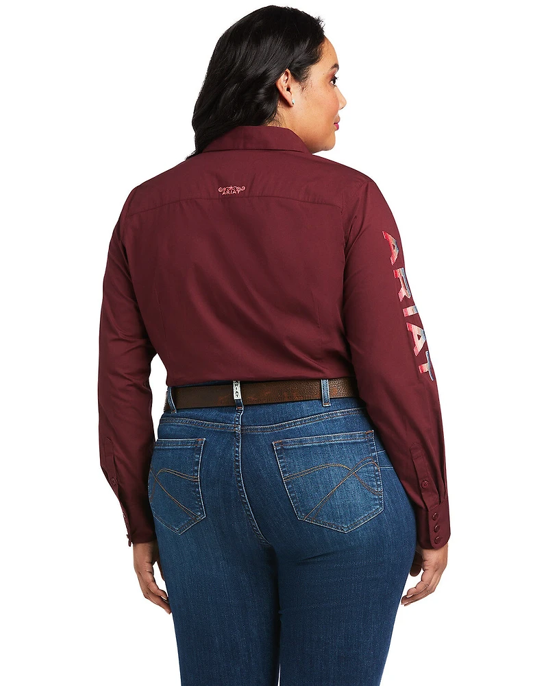 Ariat Women's Team Kirby Stretch Zinfandel Long Sleeve Button Shirt - Plus