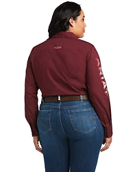 Ariat Women's Team Kirby Stretch Zinfandel Long Sleeve Button Shirt - Plus