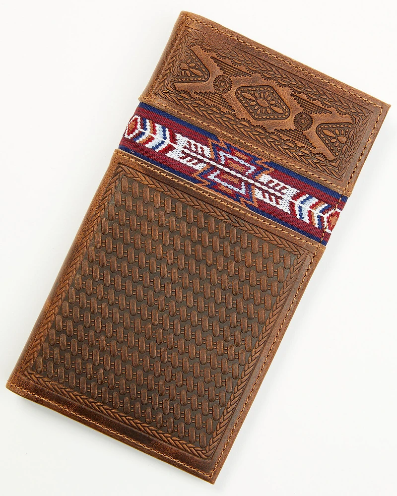 Cody James Men's Leroy Leather Southwestern Woven Inlay Rodeo Wallet