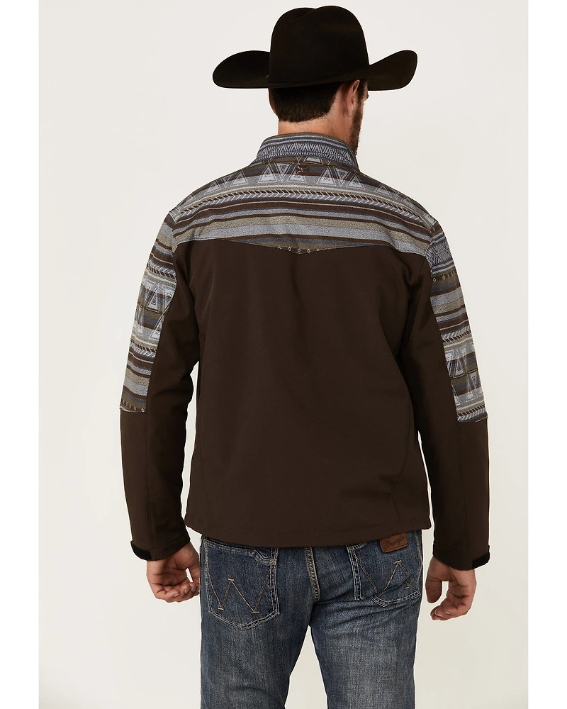 Hooey Men's Serape Striped Print Color Block Softshell Jacket