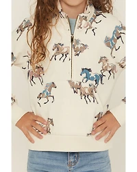 Shyanne Girls' Horse Print Half Zip Pullover