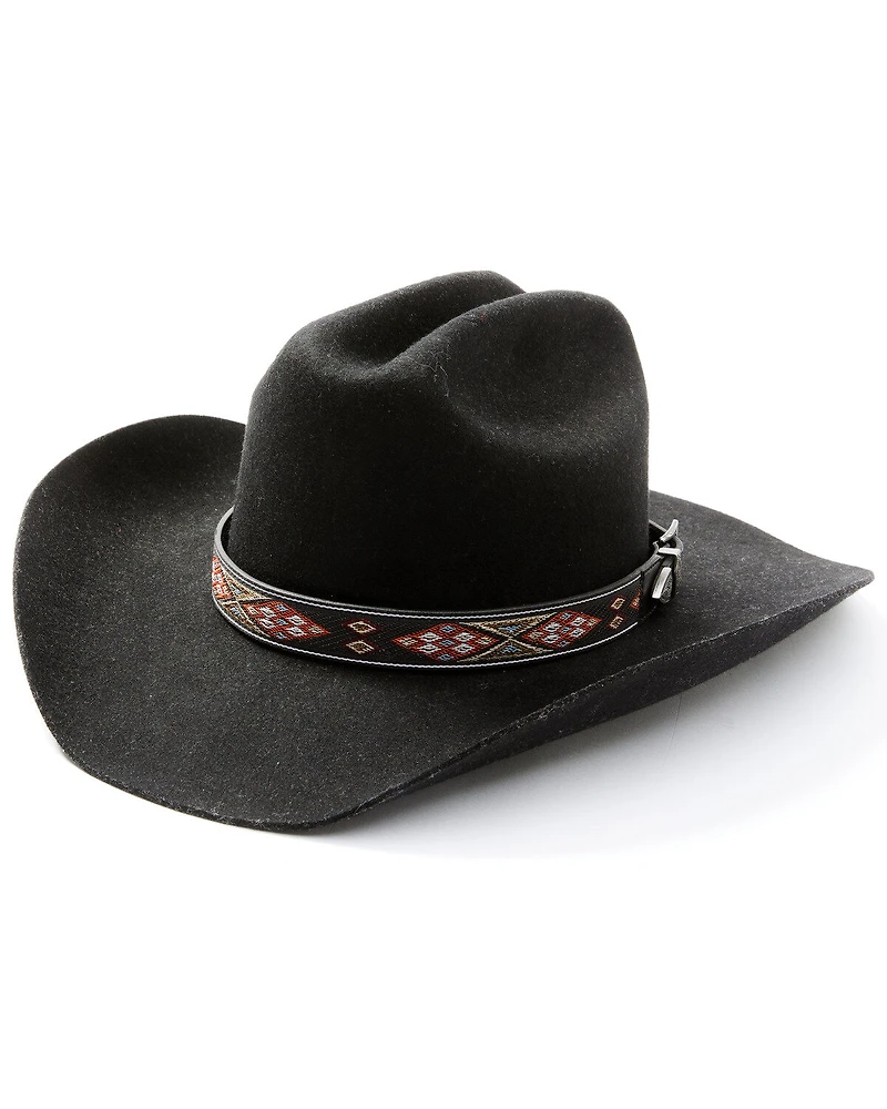 Shyanne Women's Leather Southwestern Pattern Embroidered Hat Band