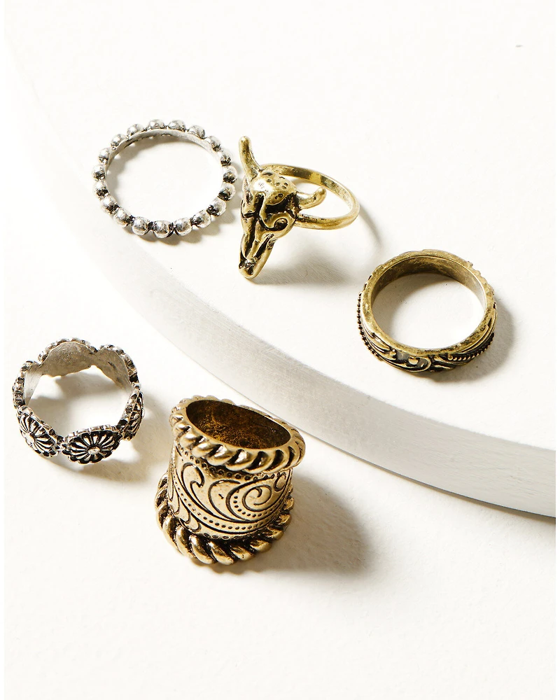 Shyanne Women's Sierra Winter Longhorn Ring Set - 5 Piece