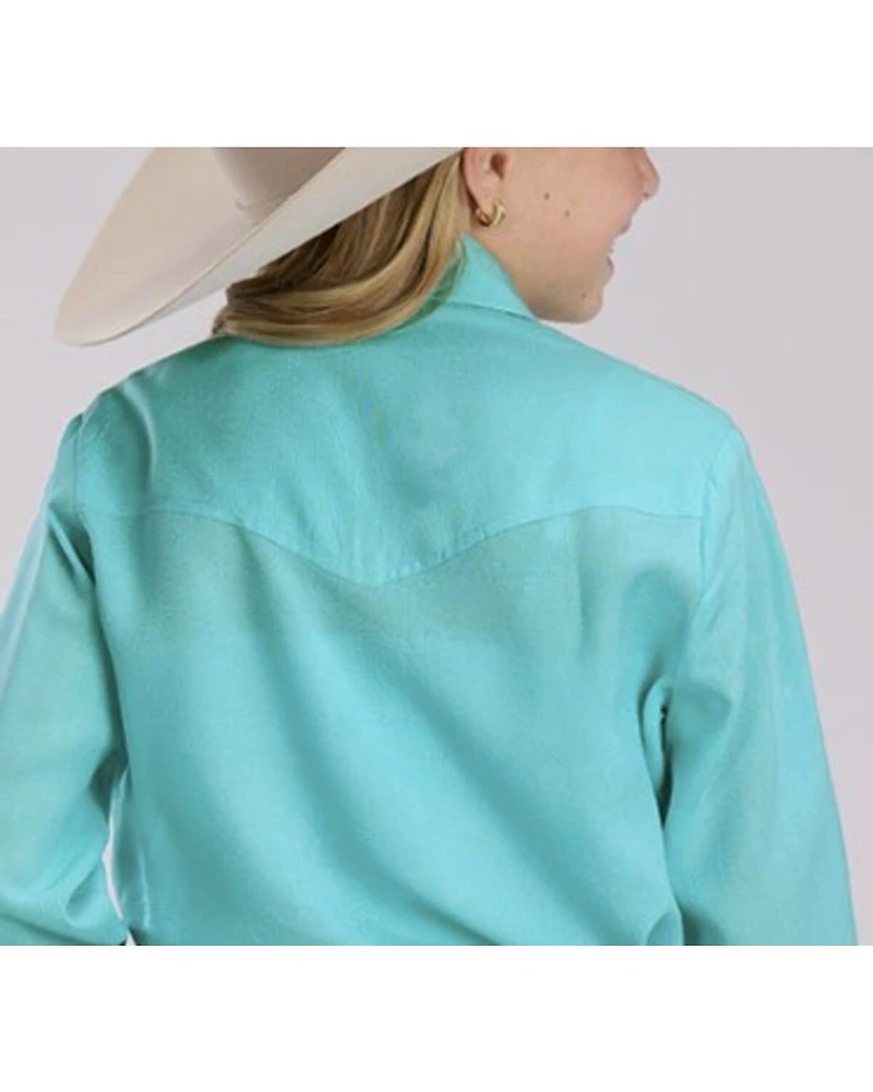 Roper Girls' Summer II Solid Long Sleeve Pearl Snap Fringe Western Shirt