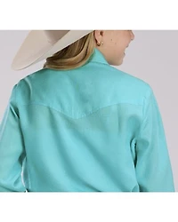 Roper Girls' Summer II Solid Long Sleeve Pearl Snap Fringe Western Shirt