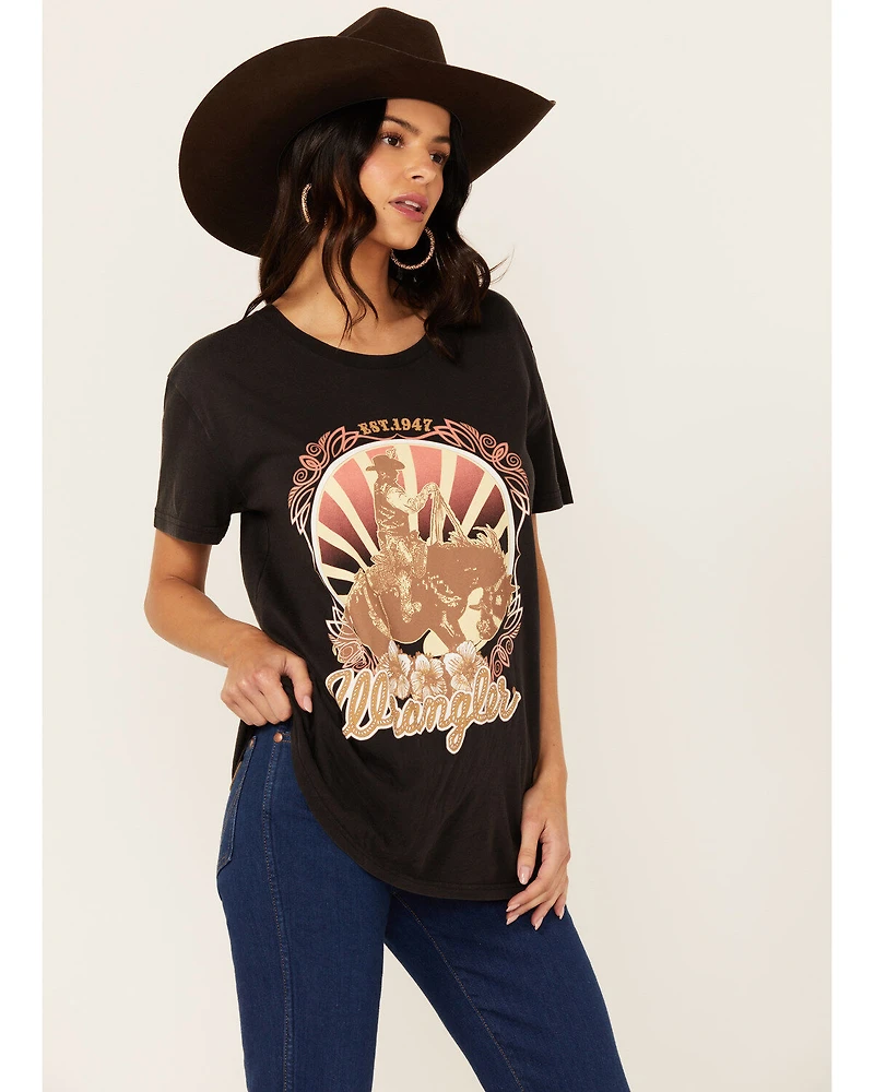 Wrangler Women's Boot Barn Exclusive Cowboy Logo Boyfriend Fit Short Sleeve Graphic Tee
