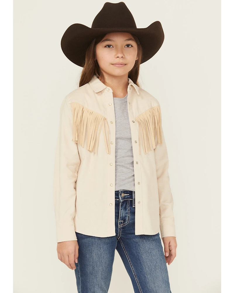 Shyanne Girls' Fringe Corduroy Long Sleeve Snap Western Shirt