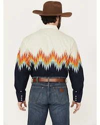 Panhandle Men's Southwestern Border Long Sleeve Snap Western Shirt