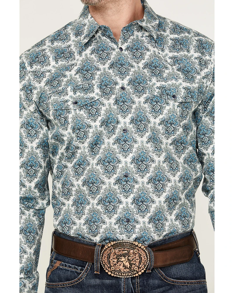 Gibson Men's Kinzie Medallion Print Long Sleeve Snap Western Shirt