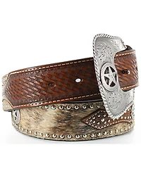 Cody James Men's Hair-On-Hide Star Concho Belt