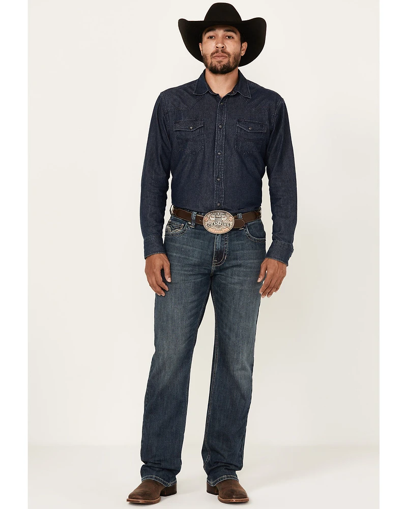 Rock & Roll Denim Men's Double Barrel Reflex Medium Wash Relaxed Straight Leg Stretch Jeans