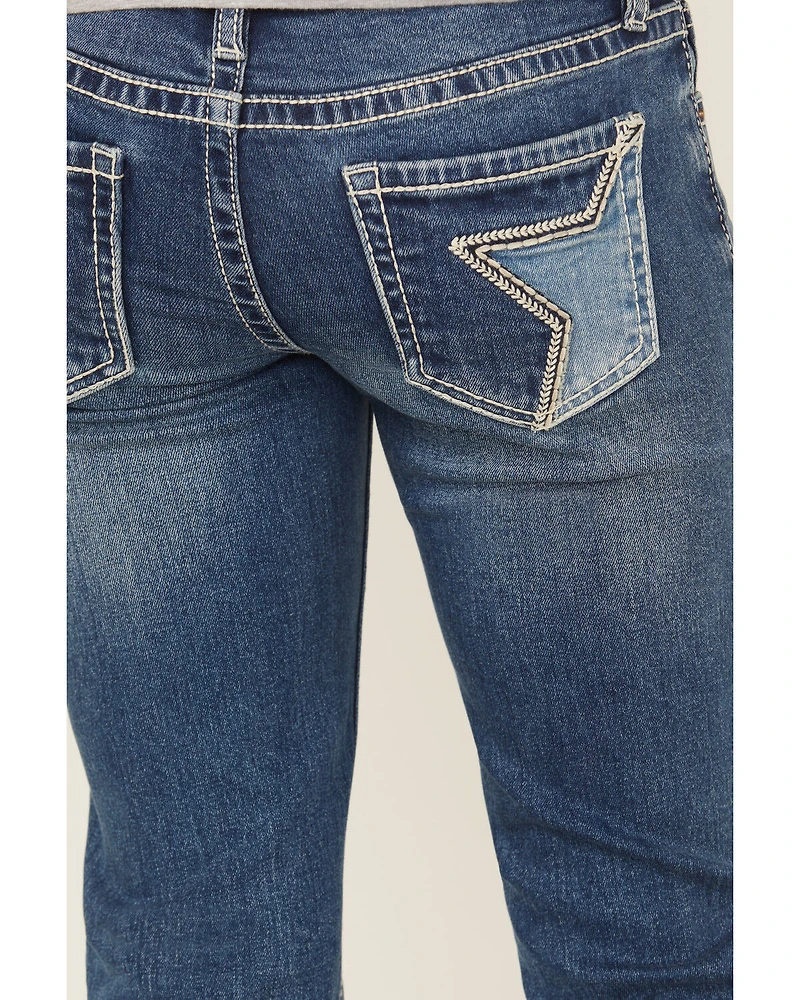 Rock & Roll Denim Girls' Star Embroidered Bootcut Stretch Jeans