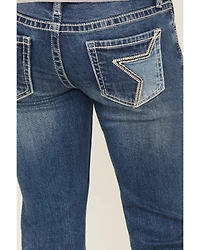Rock & Roll Denim Girls' Star Embroidered Bootcut Stretch Jeans