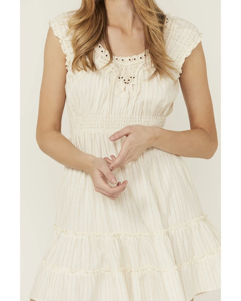 Wild Moss Women's Crochet Trim Mini Dress