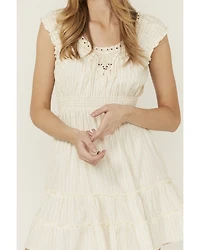Wild Moss Women's Crochet Trim Mini Dress