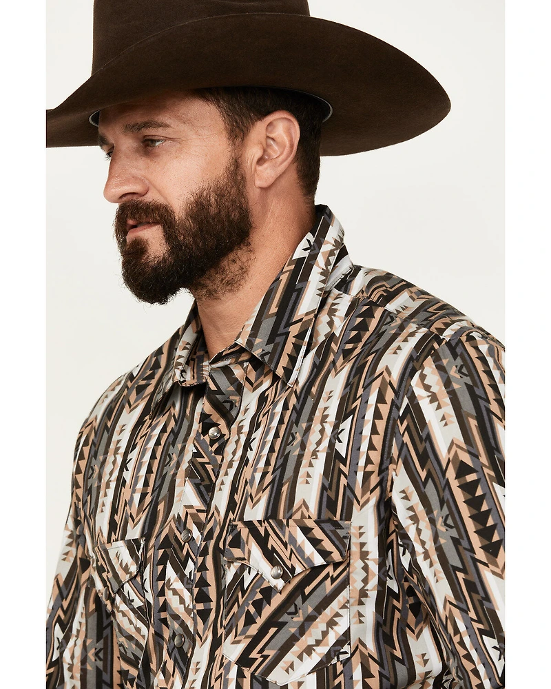 Rock & Roll Denim Men's Southwestern Print Vintage Stretch Western Shirt