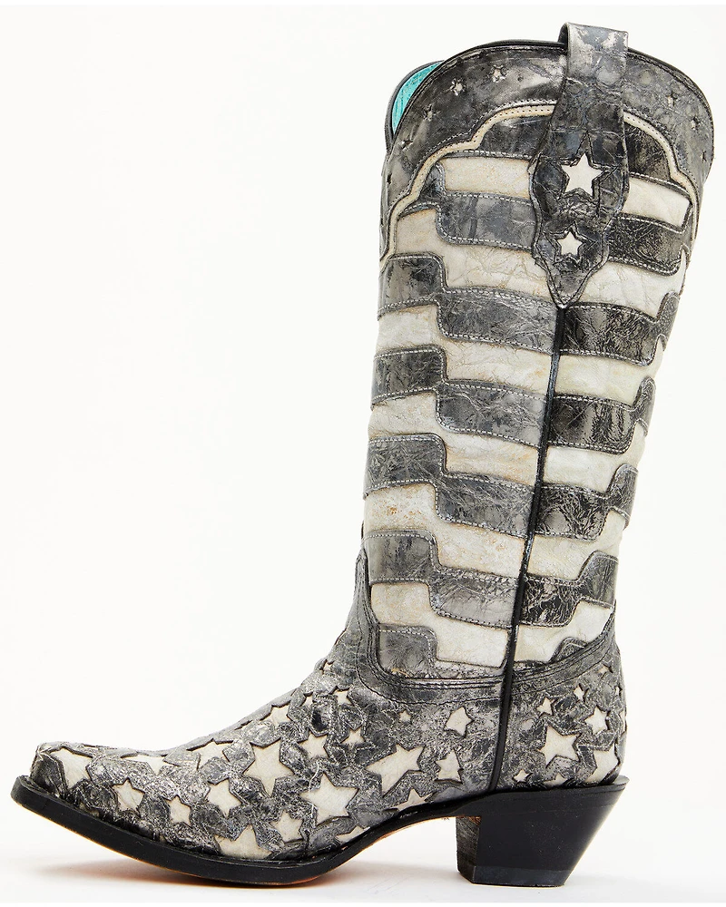 Corral Women's Stars and Stripes Blacklight Western Boots - Snip Toe