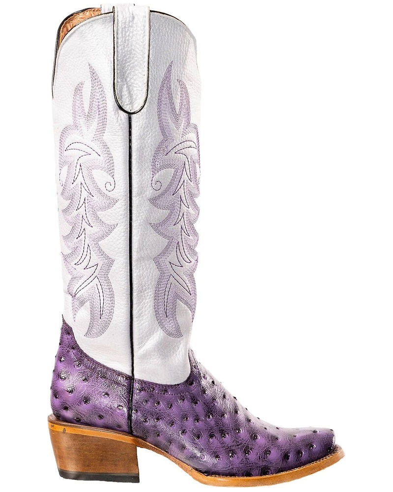 Tanner Mark Women's Merritt Ostrich Print Western Boots - Broad Square Toe
