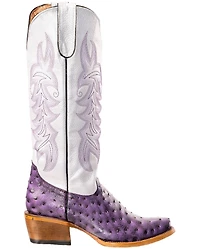 Tanner Mark Women's Merritt Ostrich Print Western Boots - Broad Square Toe