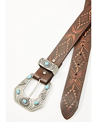 Shyanne Women's Stone Buckle Southwestern Print Embossed Belt
