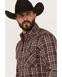 Rough Stock by Panhandle Men's Plaid Print Long Sleeve Pearl Snap Western Shirt