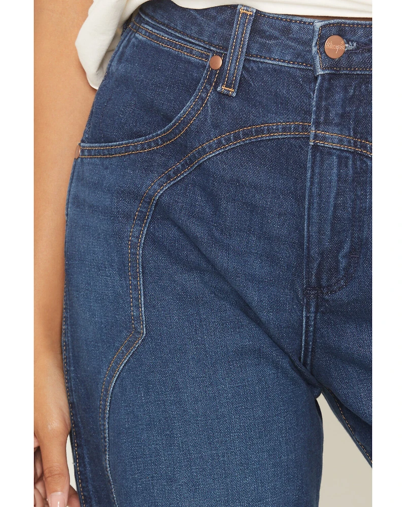 Wrangler Women's Rustlers Retreat Dark Wash High Rise Sleek Barrel Denim Jeans